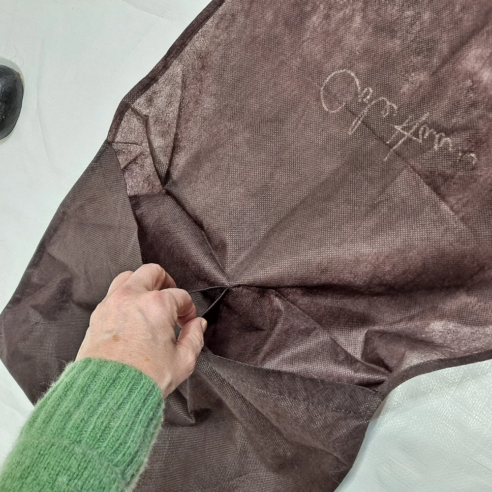 Cole Haan Brown Cream Logo Dust Cover Flap Pouch Bag